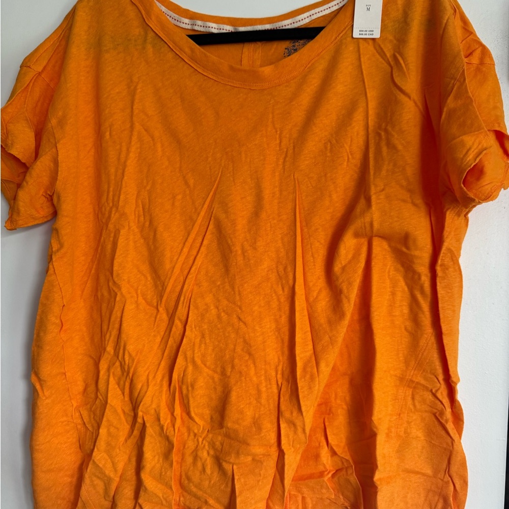 Anthropologie Vibrant Orange Short Sleeve Tee